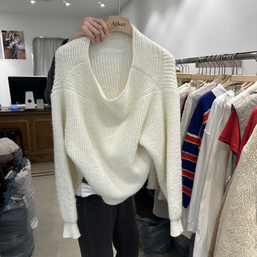 ACKER韓國代購㊣女裝新款熱賣休閑人氣職業真品25秋冬毛衣露肩ACKER毛衣圖色1