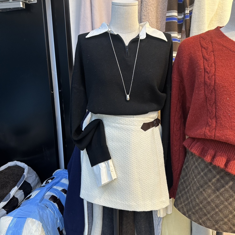 HARU-Q東大門㊣代購女士新款25秋冬真品職業針織衫不含項鏈HARU-Q針織衫圖色2黑色