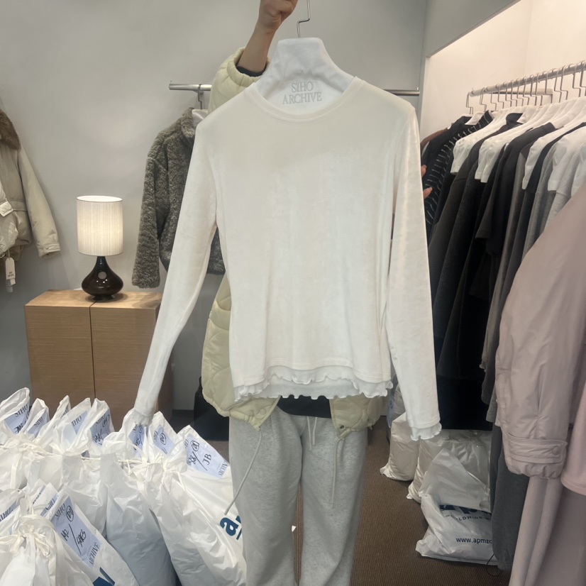SIHO ARCHIVE東大門㊣代購女士新款25秋冬真品長袖T恤絲絨SIHO ARCHIVE長袖T恤圖色1