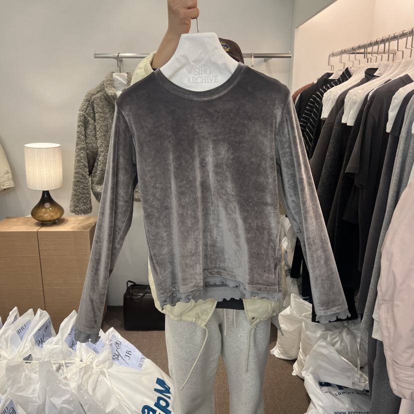 SIHO ARCHIVE東大門㊣代購女士新款25秋冬真品長袖T恤絲絨SIHO ARCHIVE長袖T恤圖色3