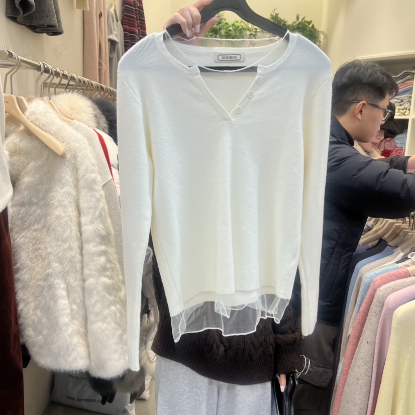 ONE MONE韓國直郵㊣女裝新款休閑真品25秋冬時尚人氣長袖T恤ONE MONE長袖T恤圖色1