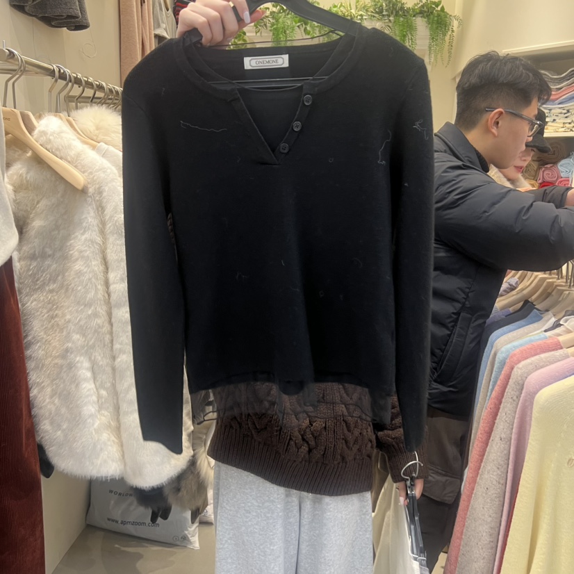 ONE MONE韓國直郵㊣女裝新款休閑真品25秋冬時尚人氣長袖T恤ONE MONE長袖T恤圖色2