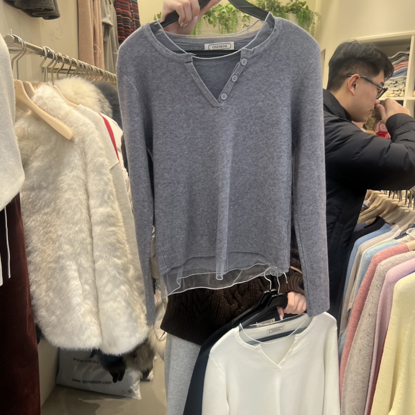 ONE MONE韓國直郵㊣女裝新款休閑真品25秋冬時尚人氣長袖T恤ONE MONE長袖T恤圖色3