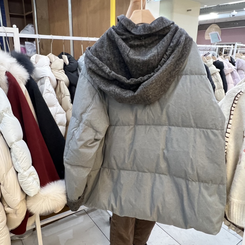 SIMPLE PARK/WMSTORY東大門㊣代購女裝新品推薦短款羽絨服填充連帽鵝絨SIMPLE PARK/WMSTORY短款羽絨服