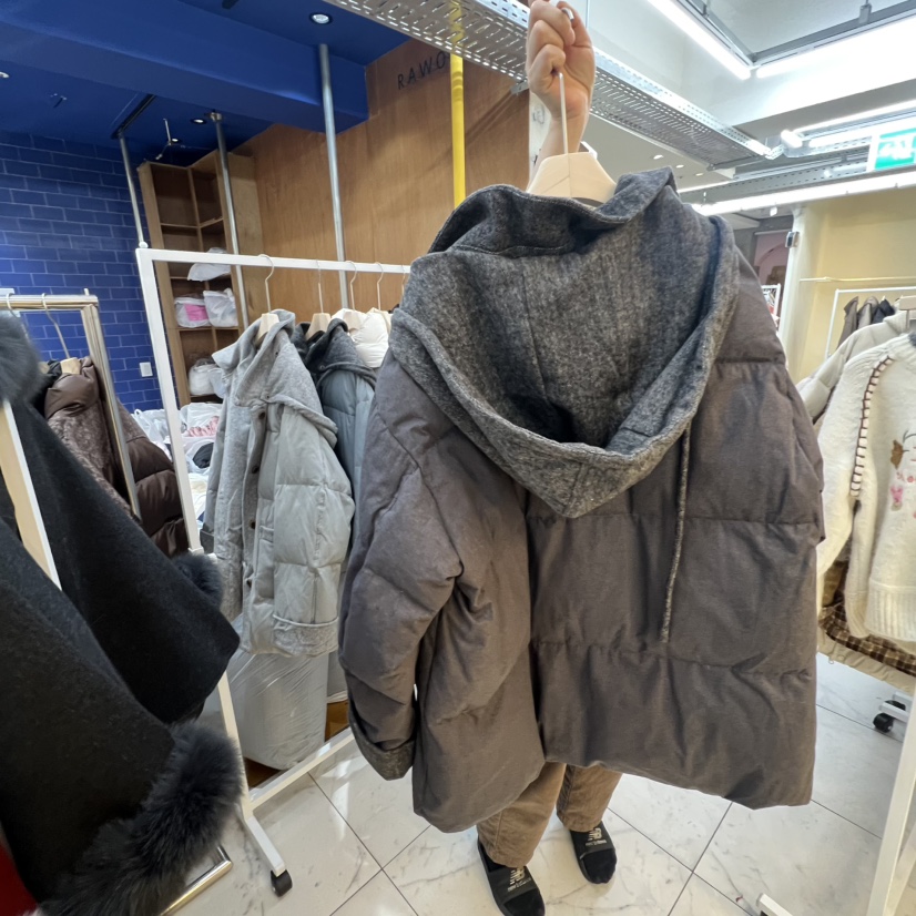 SIMPLE PARK/WMSTORY東大門㊣代購女裝新品推薦短款羽絨服填充連帽鵝絨SIMPLE PARK/WMSTORY短款羽絨服