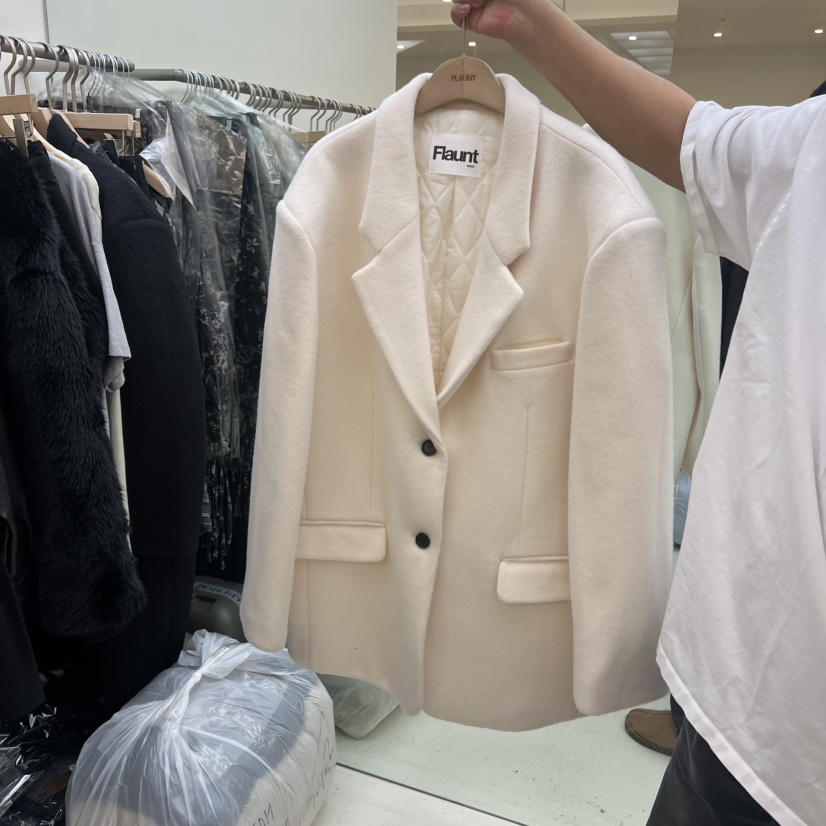 FLAUNT韓國直郵㊣女裝新款真品25秋冬休閑推薦短款大衣涂層FLAUNT短款大衣圖色1
