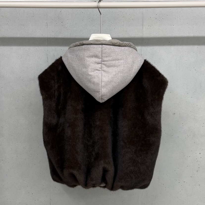 HELDER-P東大門㊣代購女士新款時尚25秋冬馬甲拉鏈貂皮連帽HELDER馬甲