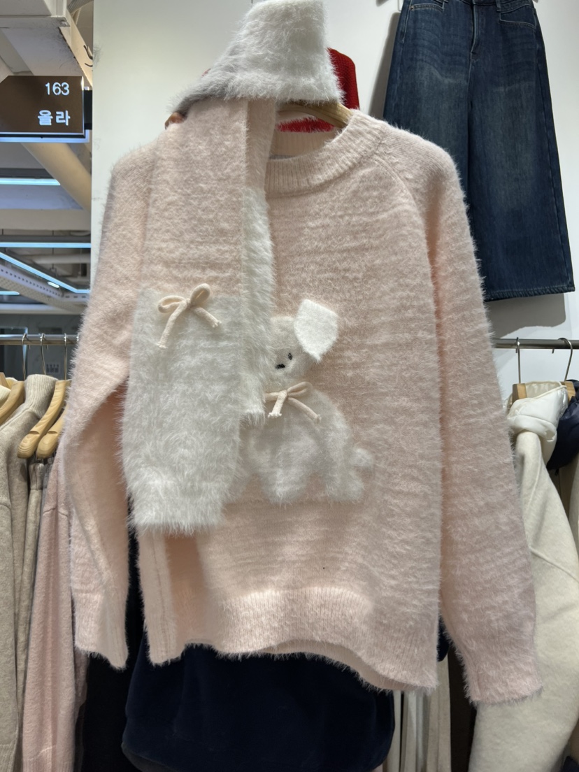 OLA東大門㊣實拍女士新款休閑職業真品時尚人氣針織衫含圍巾mellor/OLA針織衫圖色1