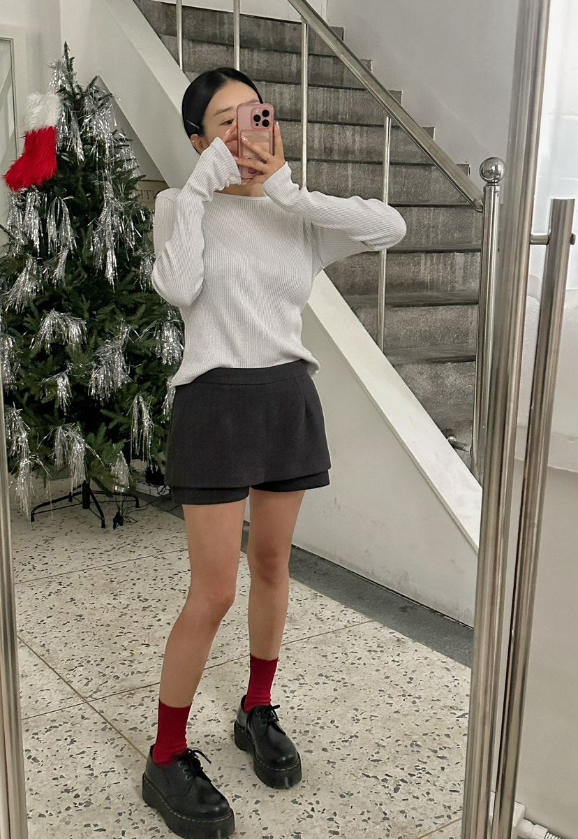 BYRING韓國代購㊣女裝新款熱賣真品職業休閑時尚裙褲人字紋BYRING裙褲