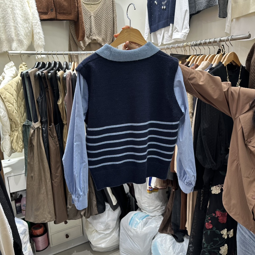 BIKINI東大門㊣實拍女士新品時尚休閑人氣襯衫蕾絲衫假兩件BIKINI襯衫/蕾絲衫