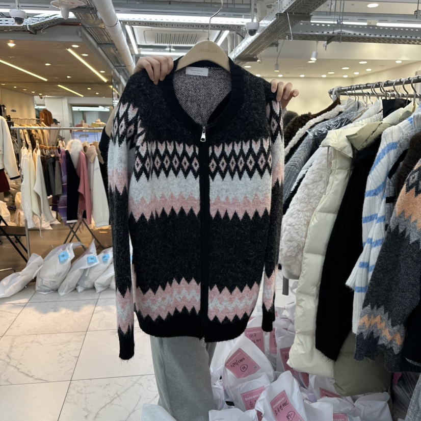 SAGE BRUSH韓國代購㊣女士新款真品推薦休閑職業25秋冬毛衣拉鏈SAGE BRUSH毛衣圖色2