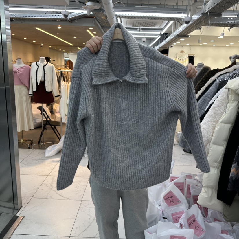 SAGE BRUSH東大門㊣代購女士新款推薦職業25秋冬人氣毛衣拉鏈SAGE BRUSH毛衣圖色3