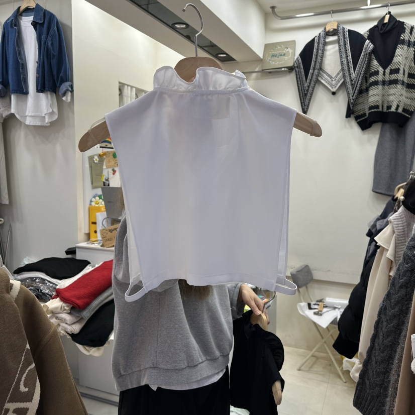 HOJAE東大門㊣直郵女裝新款休閑真品職業熱賣25秋冬假領荷葉邊MID-LEVEL JUMP假領