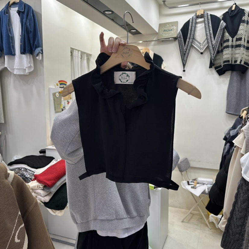 HOJAE東大門㊣直郵女裝新款休閑真品職業熱賣25秋冬假領荷葉邊MID-LEVEL JUMP假領圖色2