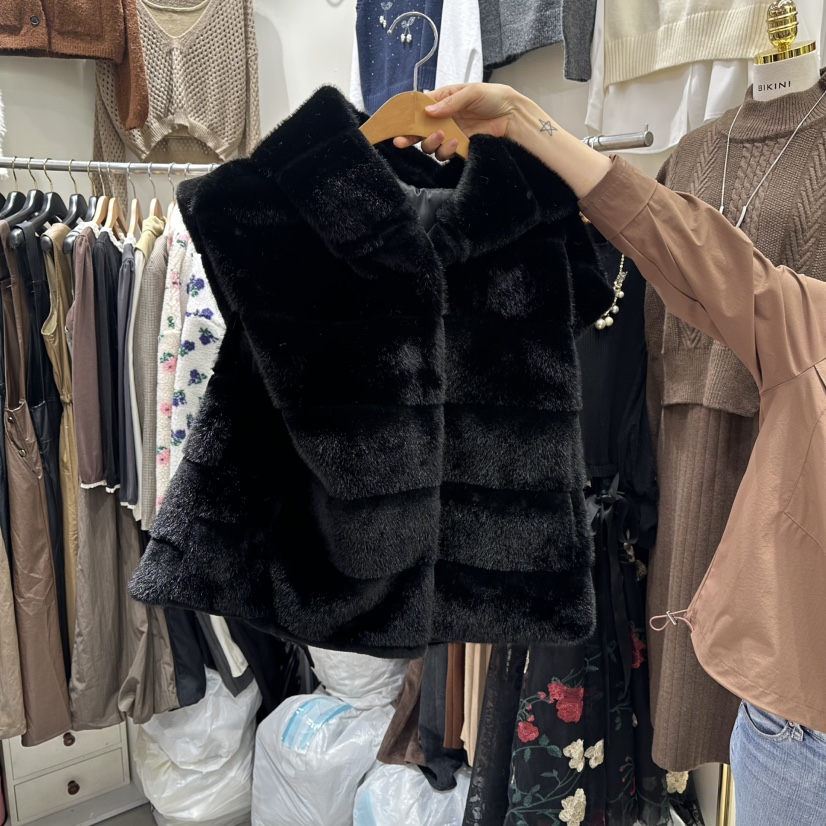 BIKINI韓國代購㊣女裝新款休閑職業25秋冬熱賣人氣馬甲貂皮BIKINI馬甲圖色3