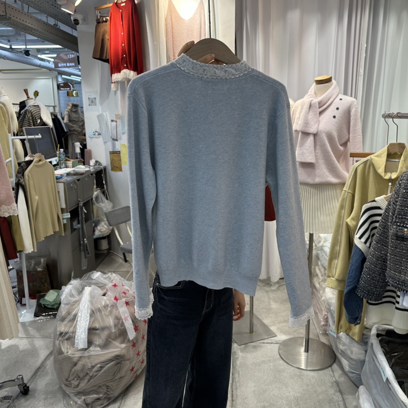 FLYFLY/LULULALLA/LIVE韓國代購㊣女士新品25秋冬針織衫蕾絲FLYFLY/LULULALLA/LIVE針織衫