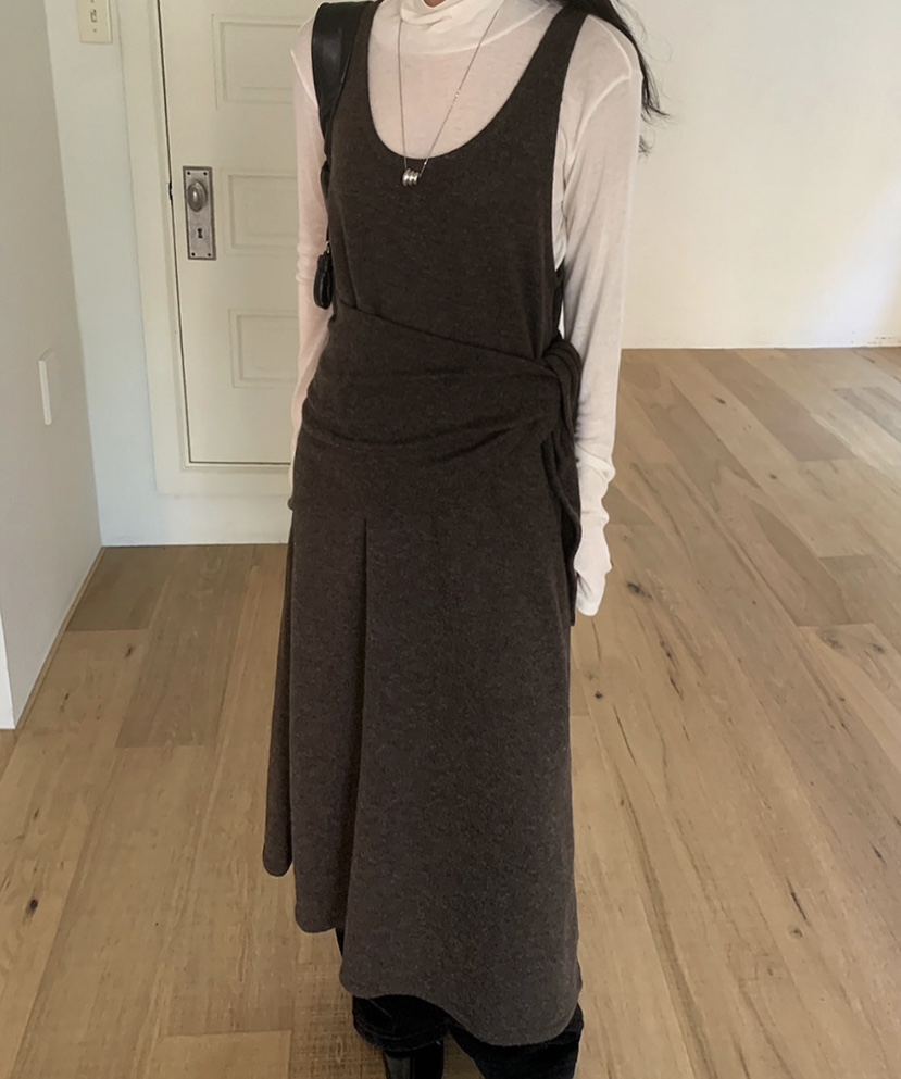 OURS韓國代購㊣女裝新品時尚25秋冬休閑職業推薦連衣裙圍巾OURS連衣裙