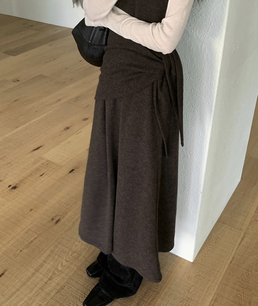 OURS韓國代購㊣女裝新品時尚25秋冬休閑職業推薦連衣裙圍巾OURS連衣裙