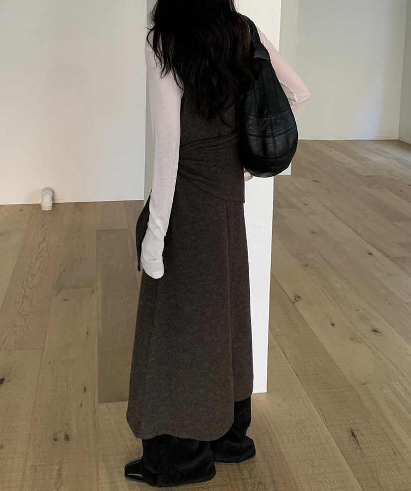 OURS韓國代購㊣女裝新品時尚25秋冬休閑職業推薦連衣裙圍巾OURS連衣裙