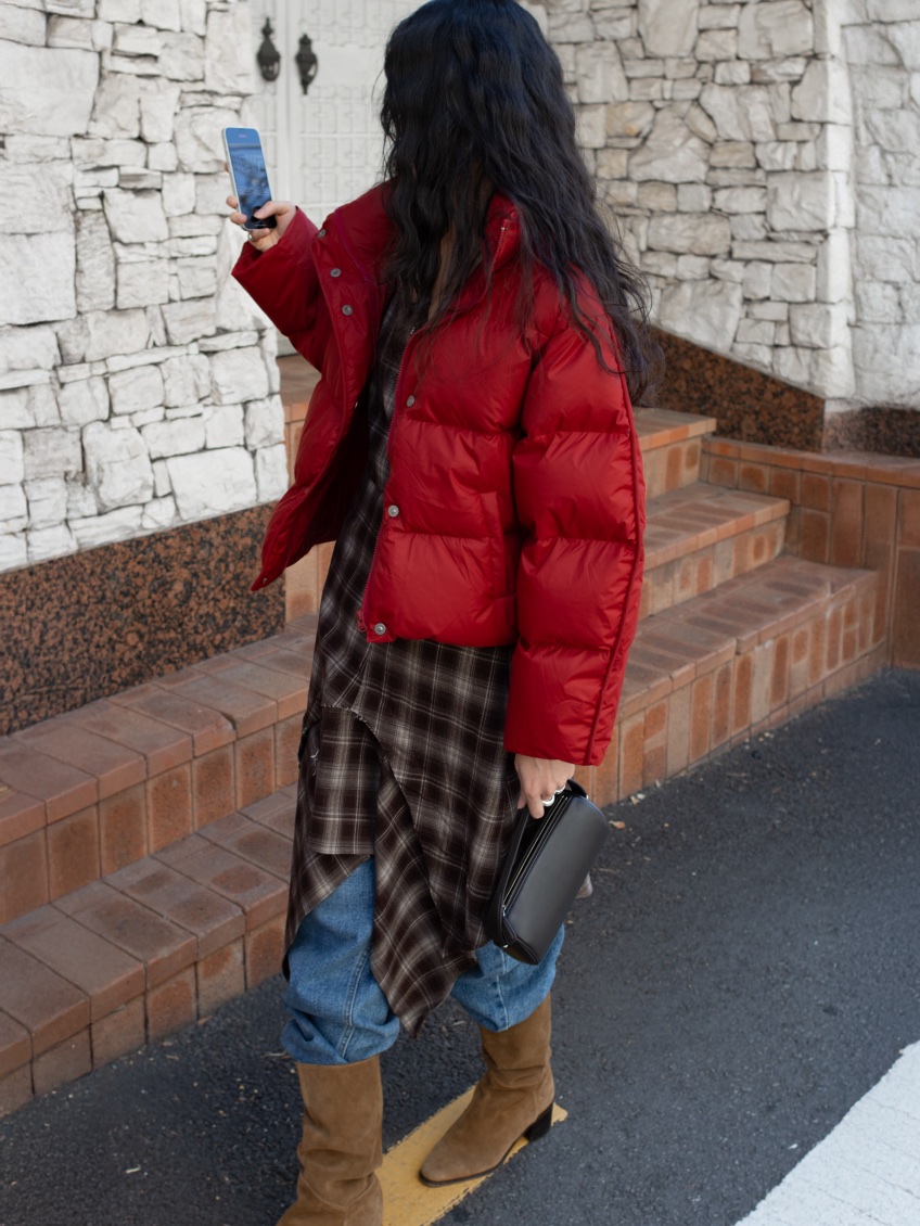 INSSENSE-A東大門㊣實拍女士新款推薦短款棉服特價高領填充鴨絨INSSENSE-A短款棉服