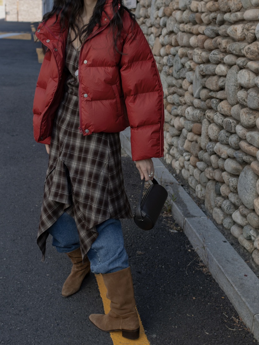 INSSENSE-A東大門㊣實拍女士新款推薦短款棉服特價高領填充鴨絨INSSENSE-A短款棉服圖色2