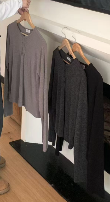 STAY韓國代購㊣女裝新品熱賣休閑25秋冬時尚人氣長袖T恤紐扣STAY長袖T恤圖色3左二色