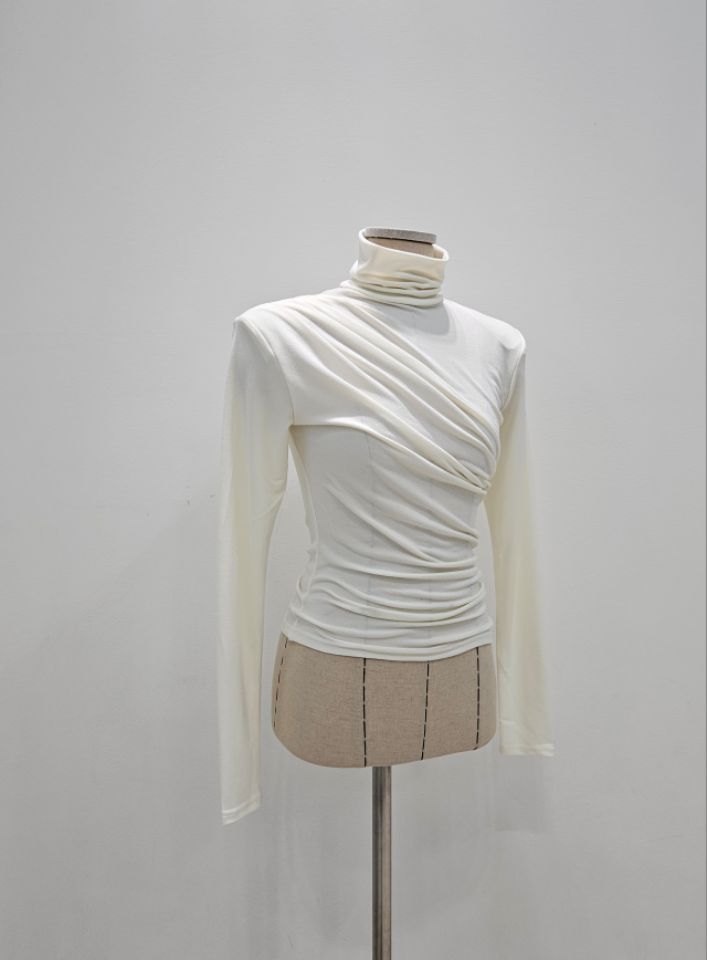 HIGH HEELS韓國直郵㊣女裝新款熱賣真品職業推薦長袖T恤褶皺HIGH HEELS長袖T恤