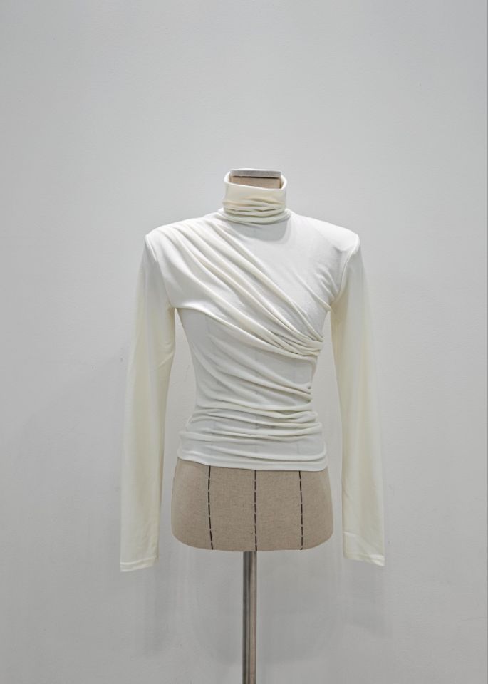 HIGH HEELS韓國直郵㊣女裝新款熱賣真品職業推薦長袖T恤褶皺HIGH HEELS長袖T恤圖色2