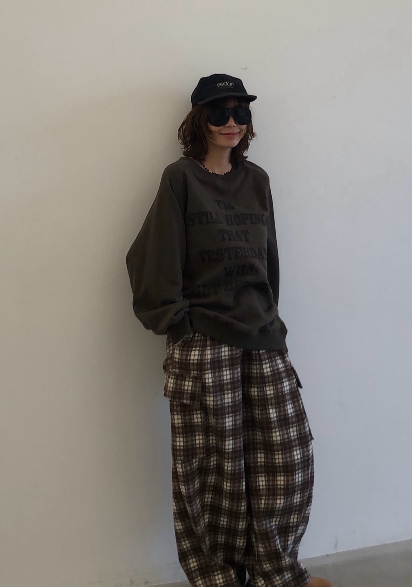 PARIS MATCH東大門㊣直郵女士新品25秋冬休閑時尚休閑褲格子PARIS MATCH休閑褲