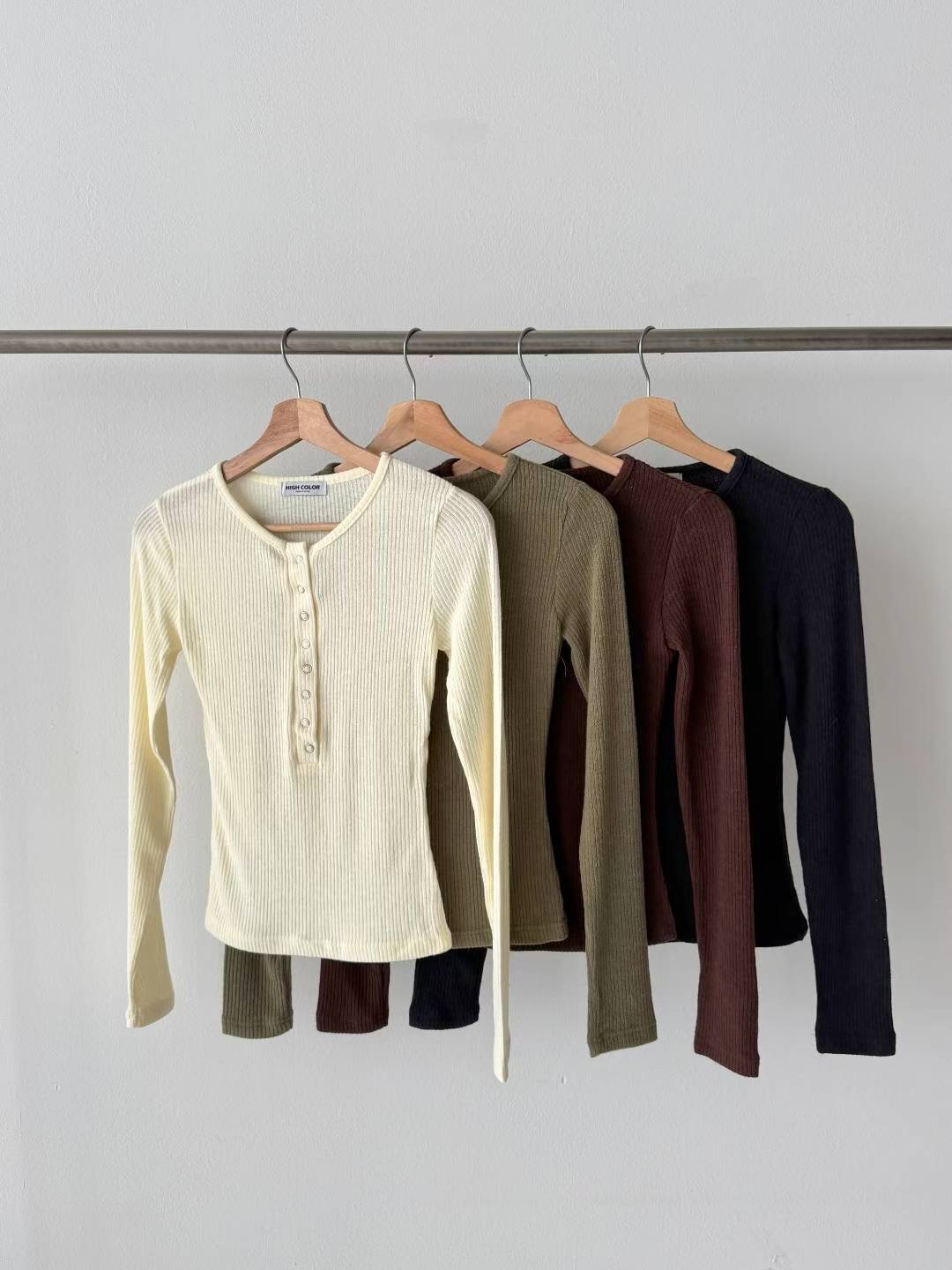 HIGH COLOR/NODI東大門㊣代購女士新款職業長袖T恤安哥拉HIGH COLOR/NODI長袖T恤