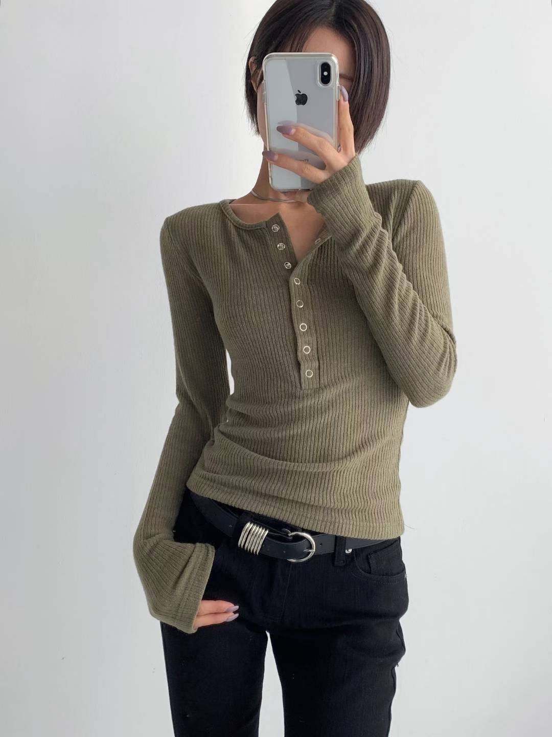 HIGH COLOR/NODI東大門㊣代購女士新款職業長袖T恤安哥拉HIGH COLOR/NODI長袖T恤