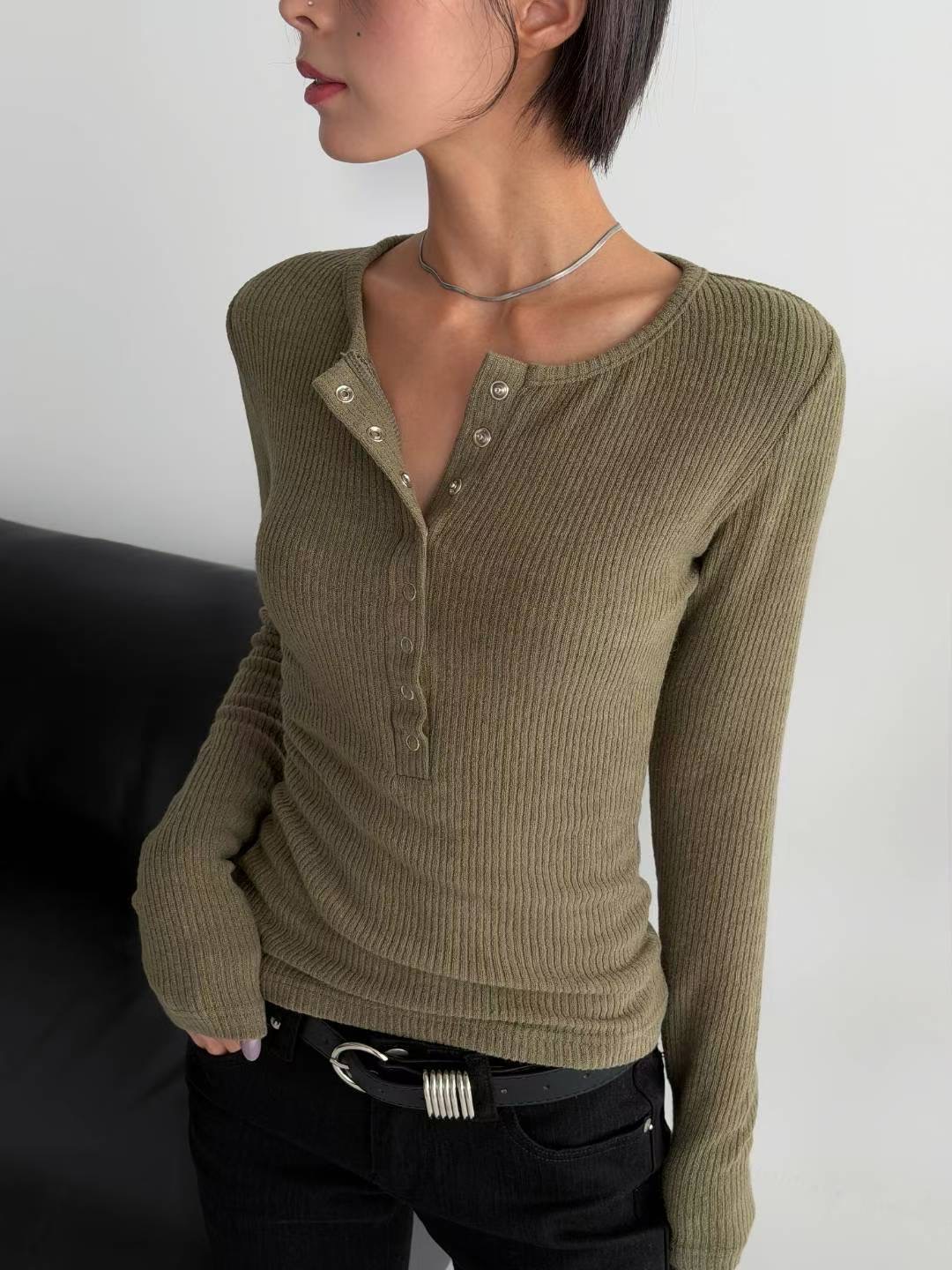 HIGH COLOR/NODI東大門㊣代購女士新款職業長袖T恤安哥拉HIGH COLOR/NODI長袖T恤