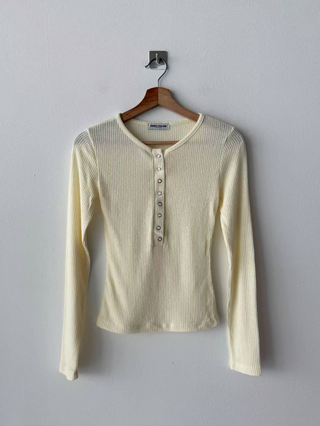 HIGH COLOR/NODI東大門㊣代購女士新款職業長袖T恤安哥拉HIGH COLOR/NODI長袖T恤圖色1