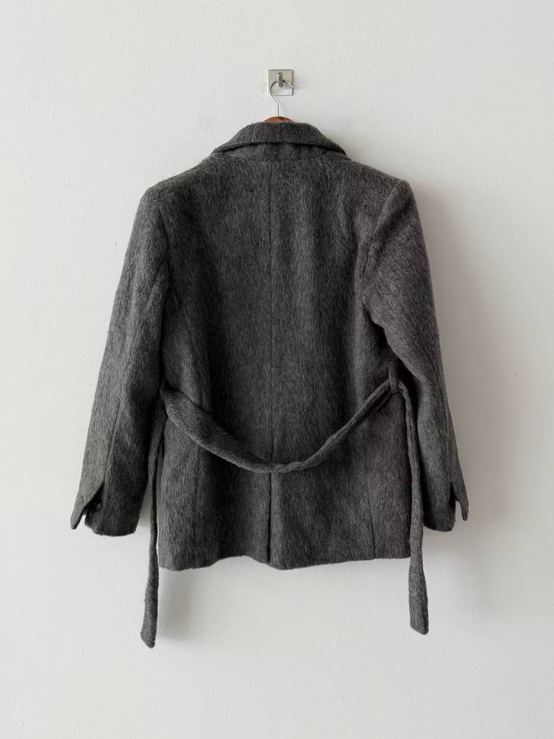 HIGH COLOR/NODI韓國代購㊣女裝新款休閑推薦短款大衣含腰帶HIGH COLOR/NODI短款大衣