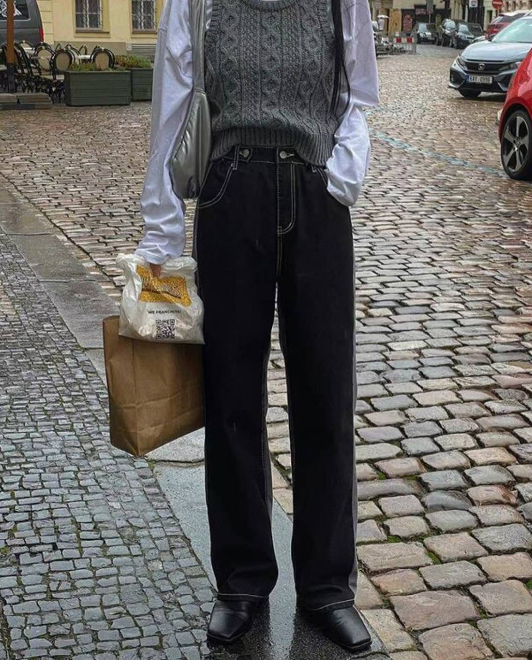 J CAT東大門㊣直郵女士新款休閑熱賣真品時尚25秋冬牛仔褲J CAT牛仔褲圖色1