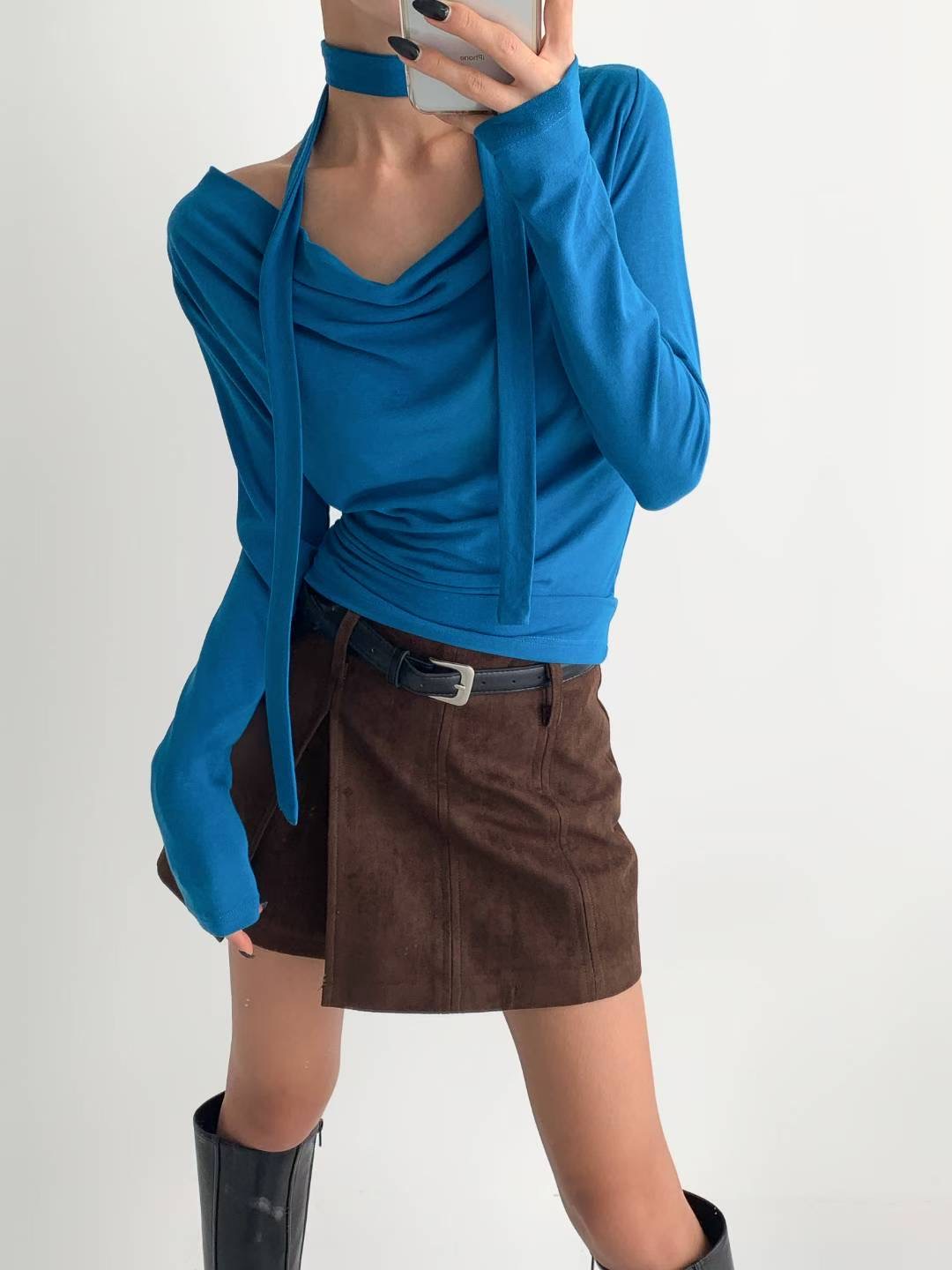 HIGH COLOR/NODI東大門㊣實拍女士新品真品長袖T恤含脖帶HIGH COLOR/NODI長袖T恤