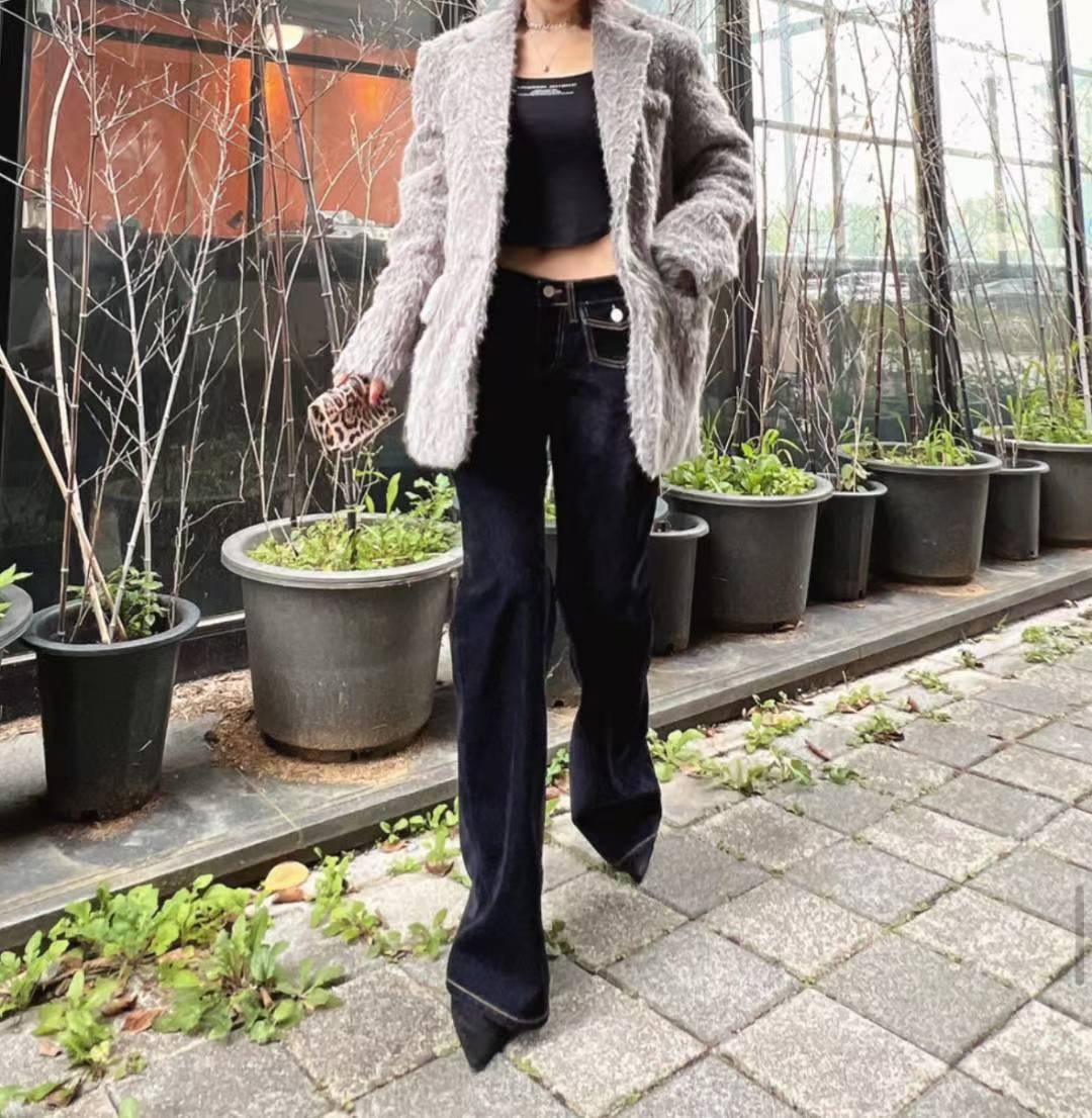 J CAT韓國代購㊣女裝新品熱賣真品休閑人氣25秋冬時尚牛仔褲J CAT牛仔褲