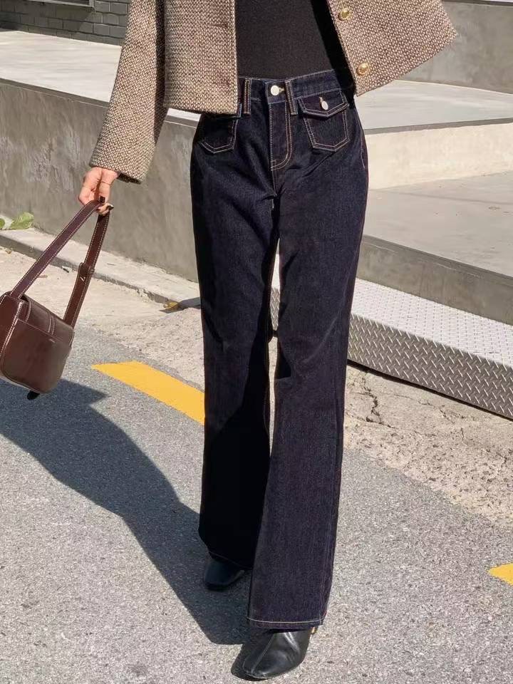 J CAT韓國代購㊣女裝新品熱賣真品休閑人氣25秋冬時尚牛仔褲J CAT牛仔褲圖色1