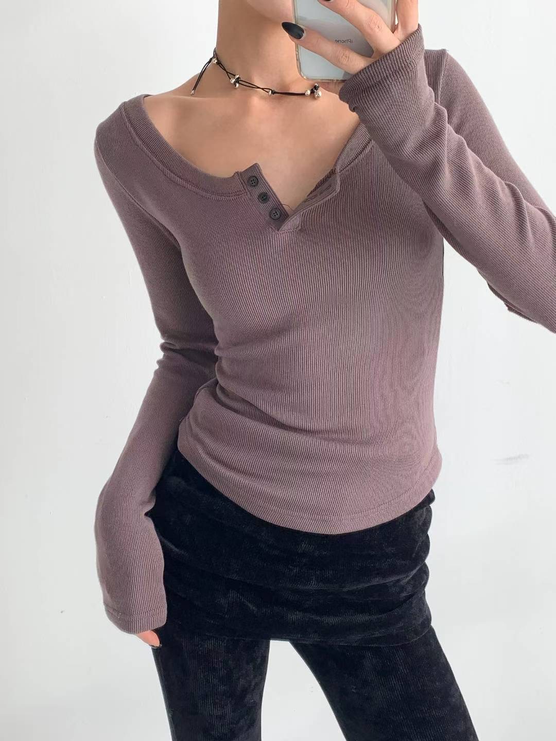 HIGH COLOR/NODI韓國直郵㊣女裝新款職業推薦25秋冬長袖T恤HIGH COLOR/NODI長袖T恤