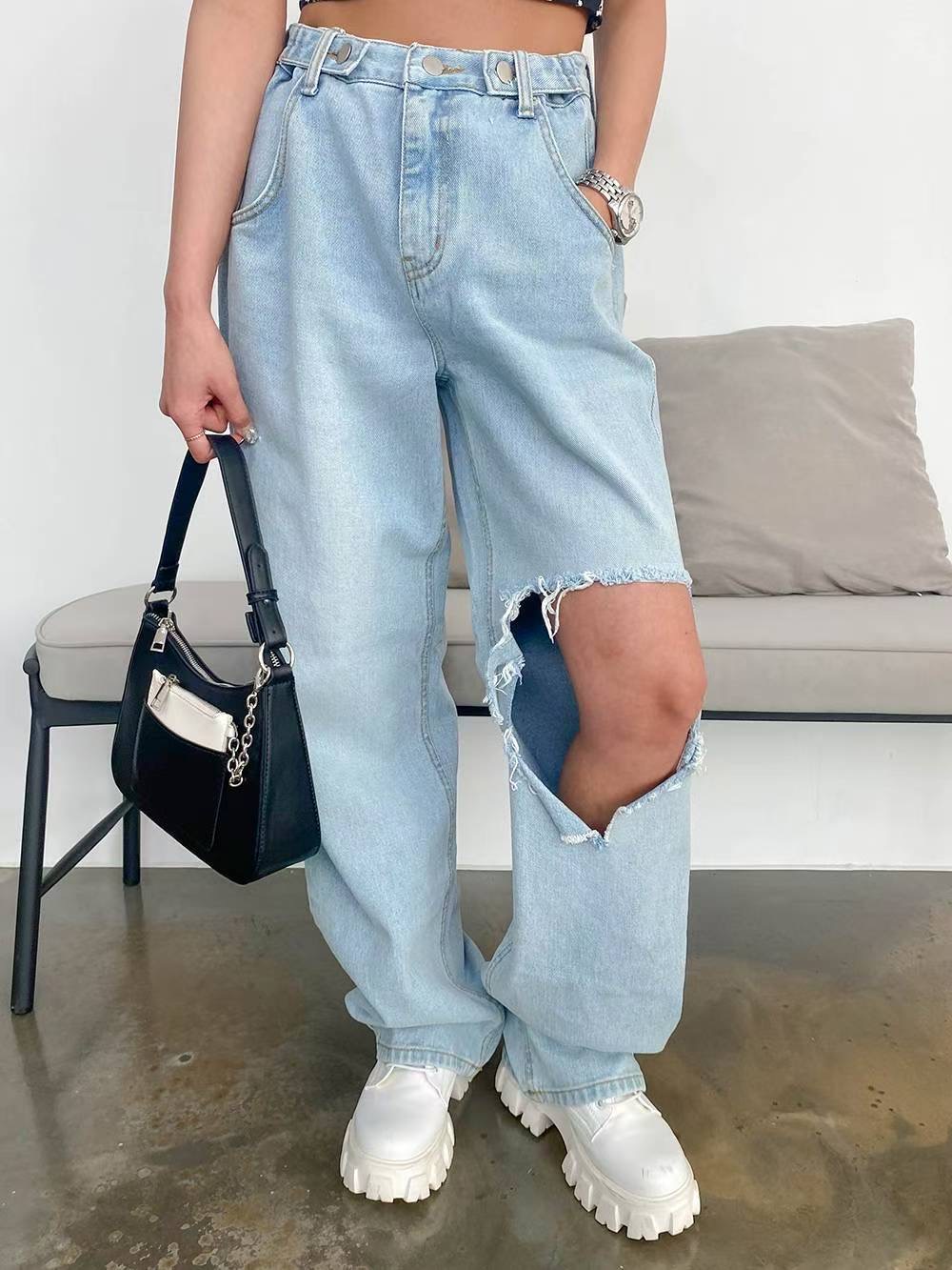 J CAT東大門㊣直郵女裝新款人氣職業真品熱賣25秋冬牛仔褲J CAT牛仔褲圖色2