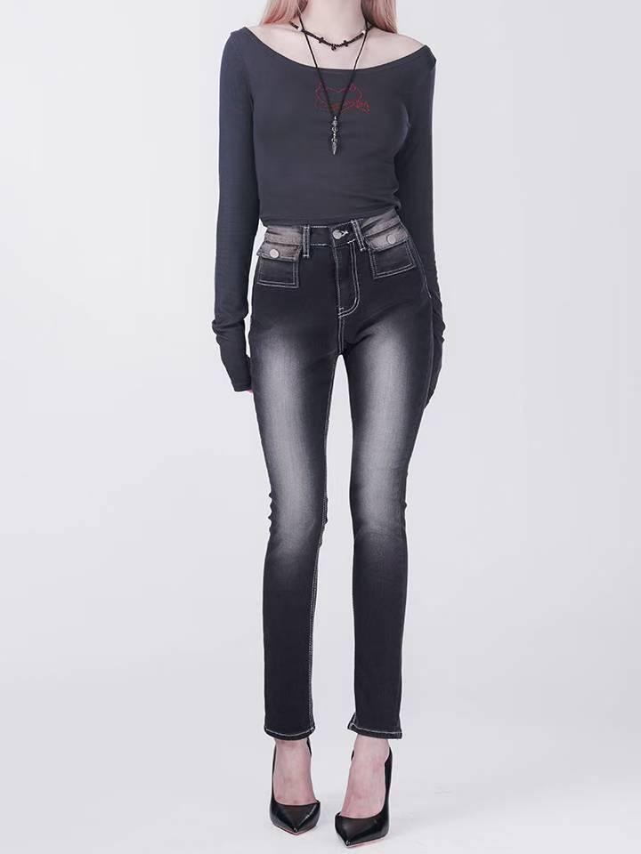 J CAT東大門㊣代購女士新款推薦25秋冬時尚職業人氣牛仔褲J CAT牛仔褲圖色2