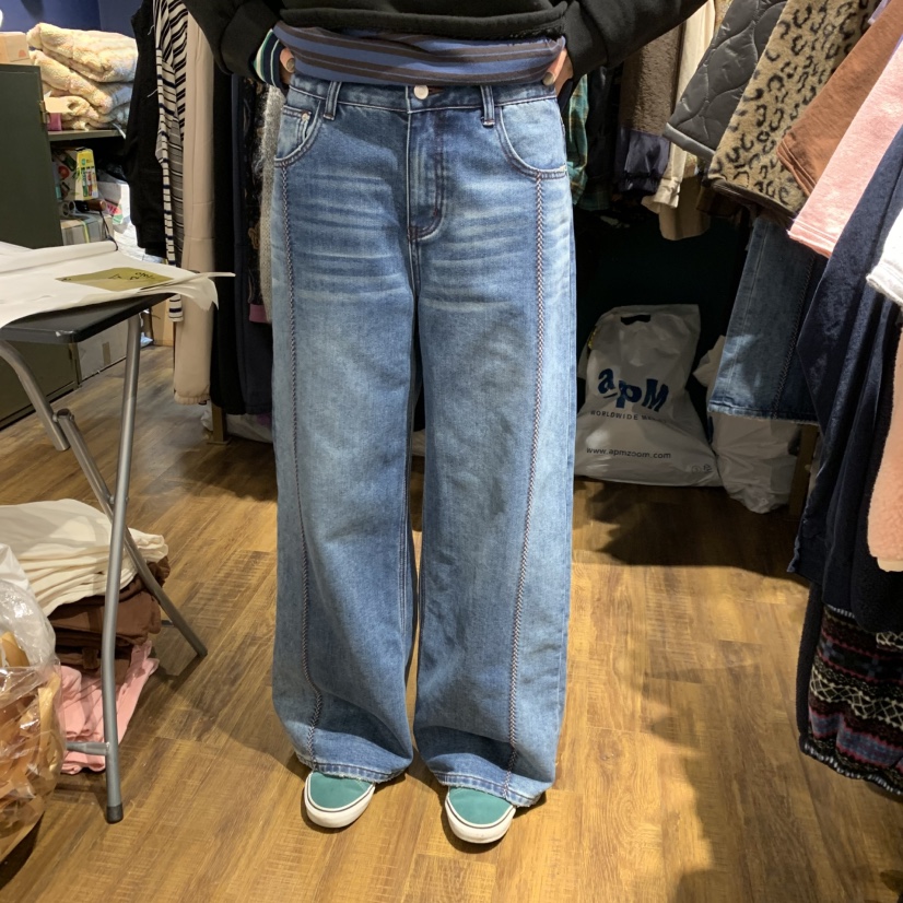 MERCI LINDA東大門㊣直郵女裝新品休閑人氣牛仔褲加絨褶裥MERCI LINDA牛仔褲