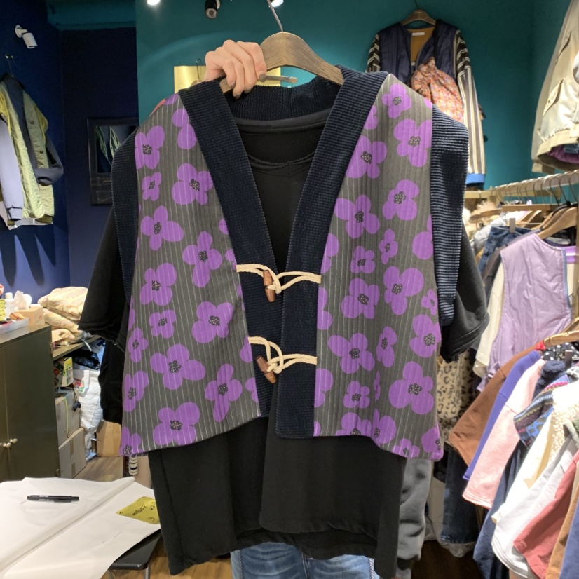 MERCI LINDA韓國代購㊣女士新品25秋冬馬甲不含內搭花朵絎縫MERCI LINDA馬甲圖色3