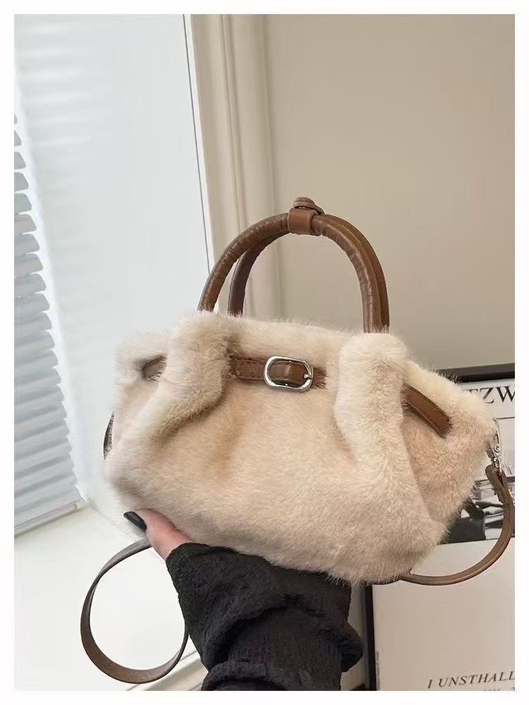 ORANGE-오렌지-OT韓國代購㊣女士新品25秋冬推薦手提包毛皮ORANGE手提包圖色1