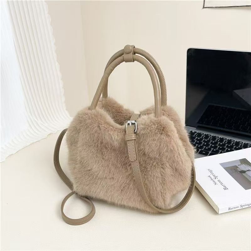 ORANGE-오렌지-OT韓國代購㊣女裝新款休閑手提包毛皮雙層ORANGE手提包圖色2