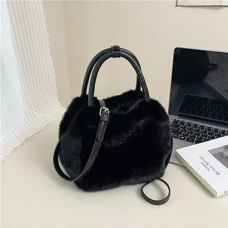 ORANGE-오렌지-OT韓國代購㊣女裝新款休閑手提包毛皮雙層ORANGE手提包圖色3