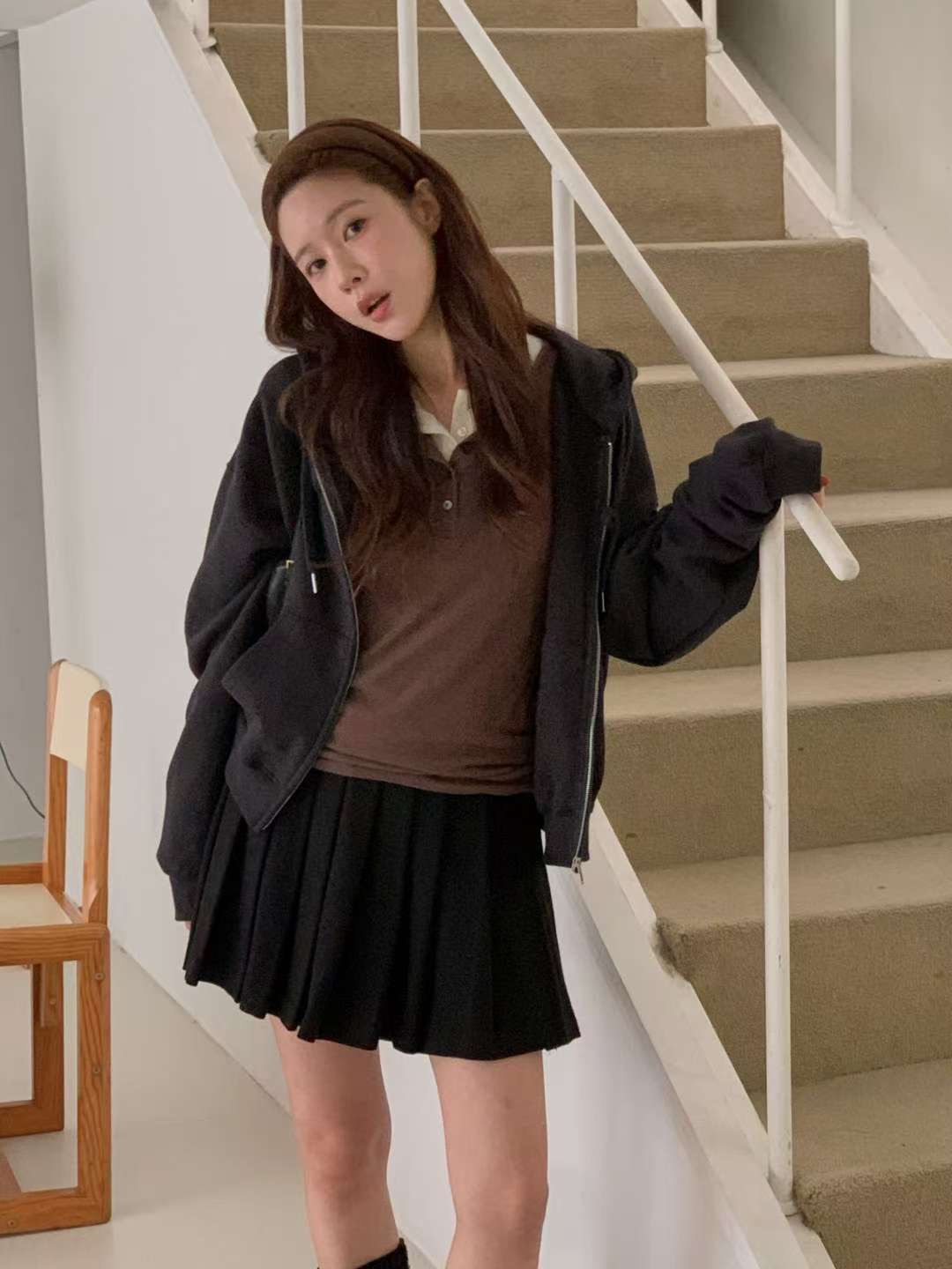 MIELLE-미엘르-OT韓國代購㊣女士新款真品夾克連帽拉鏈衫MIELLE-미엘르-OT夾克圖色3