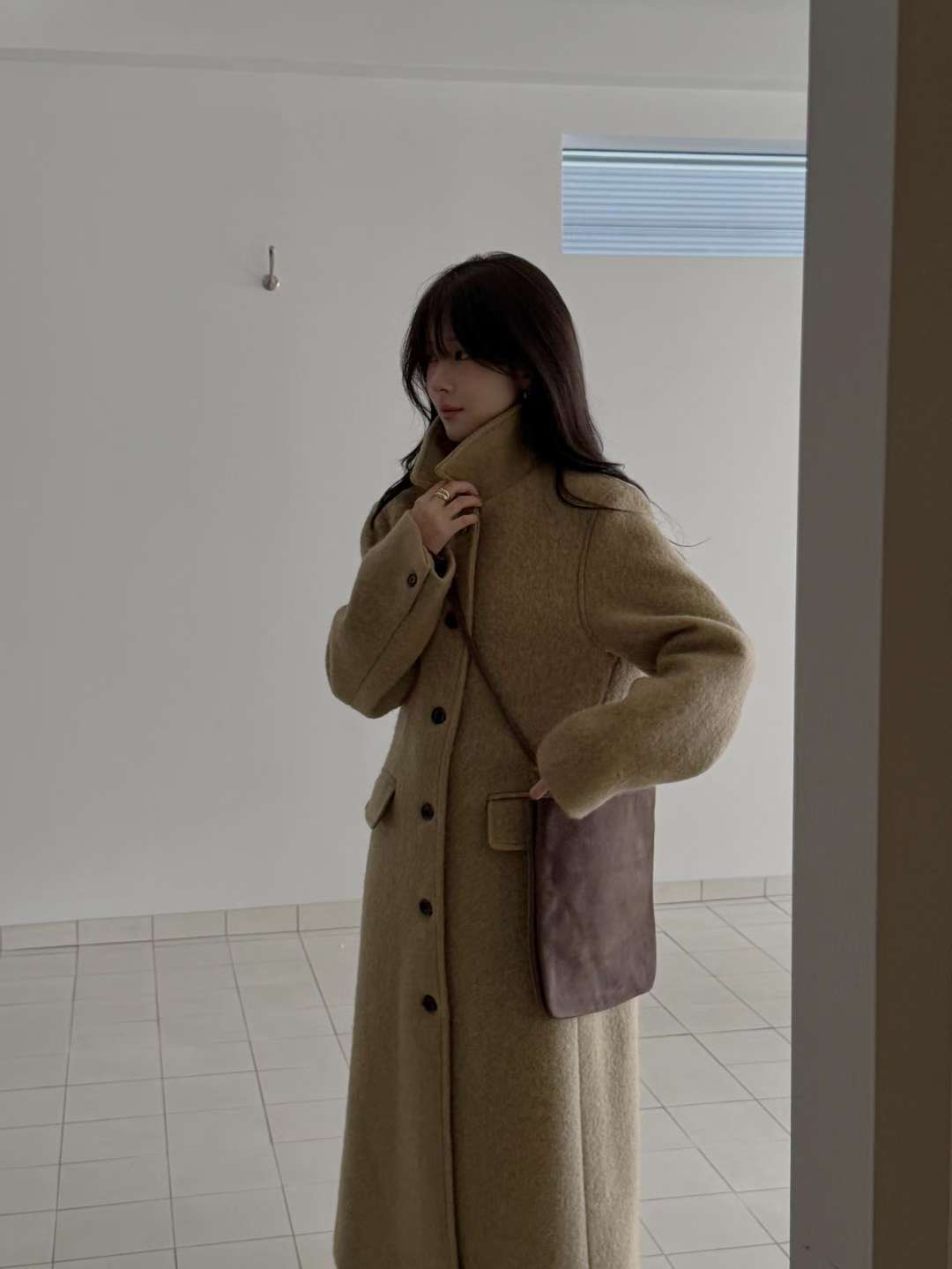 MIELLE-미엘르-OT韓國代購㊣女士新款25秋冬中長款大衣不含圍巾MIELLE-미엘르-OT中長款大衣