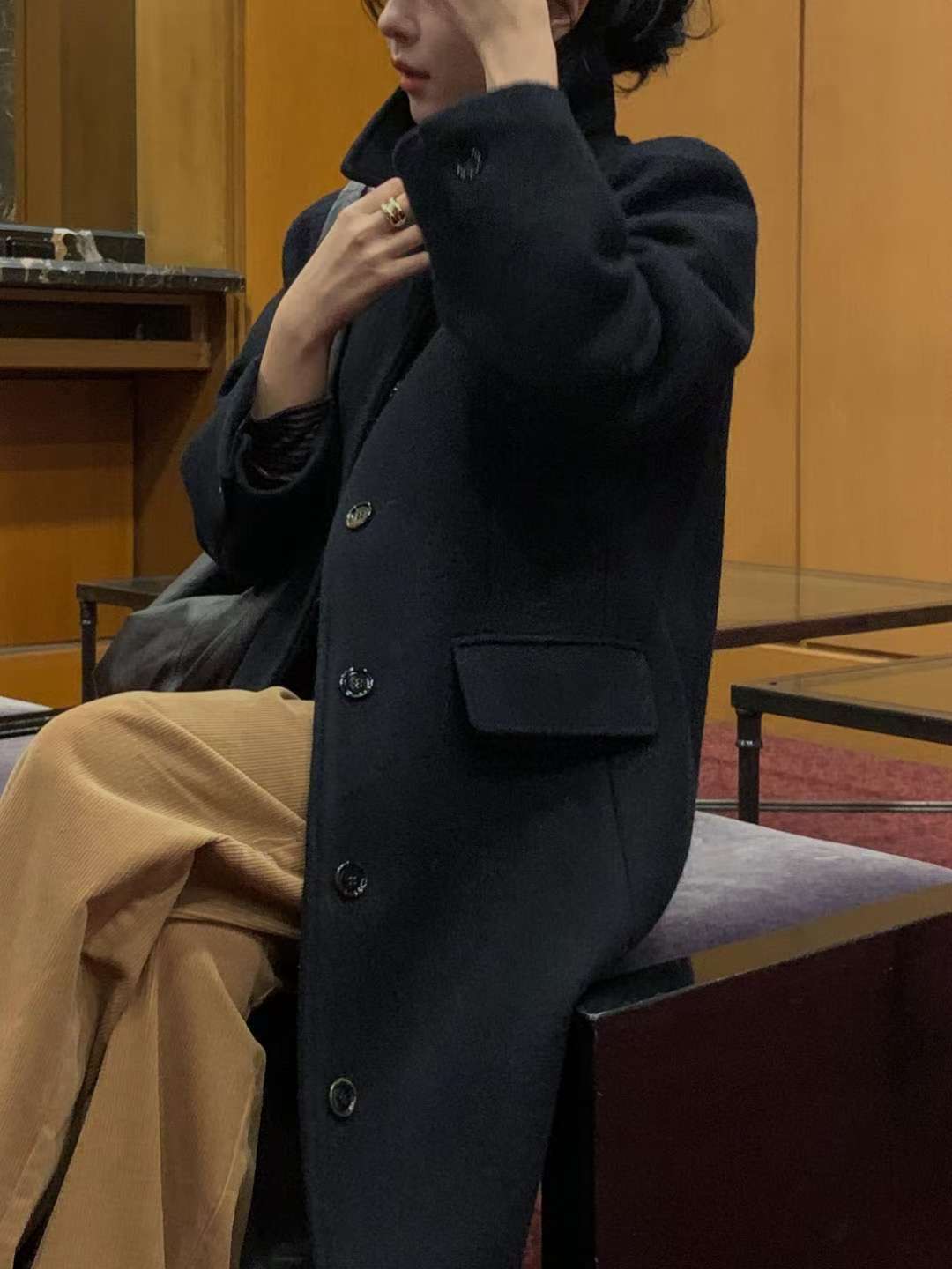 MIELLE-미엘르-OT韓國代購㊣女士新款25秋冬中長款大衣不含圍巾MIELLE-미엘르-OT中長款大衣