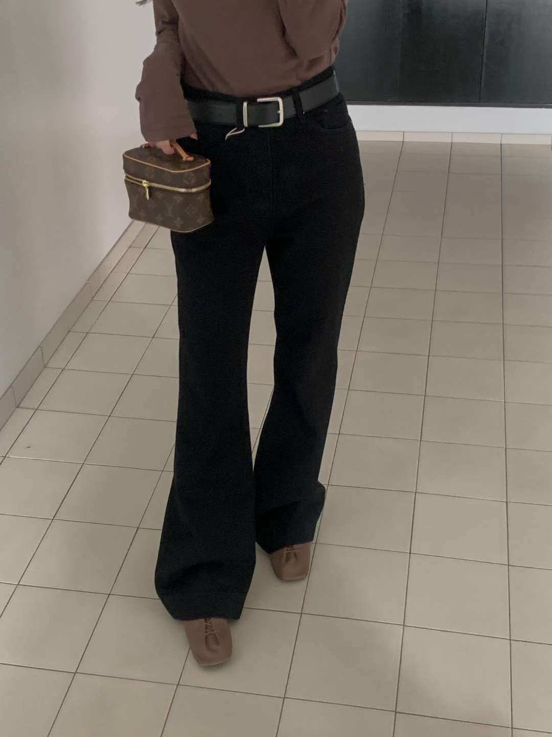 MIELLE-미엘르-OT東大門㊣實拍女士新品人氣牛仔褲不含腰帶毛絨羊毛喇叭MIELLE-미엘르-OT牛仔褲